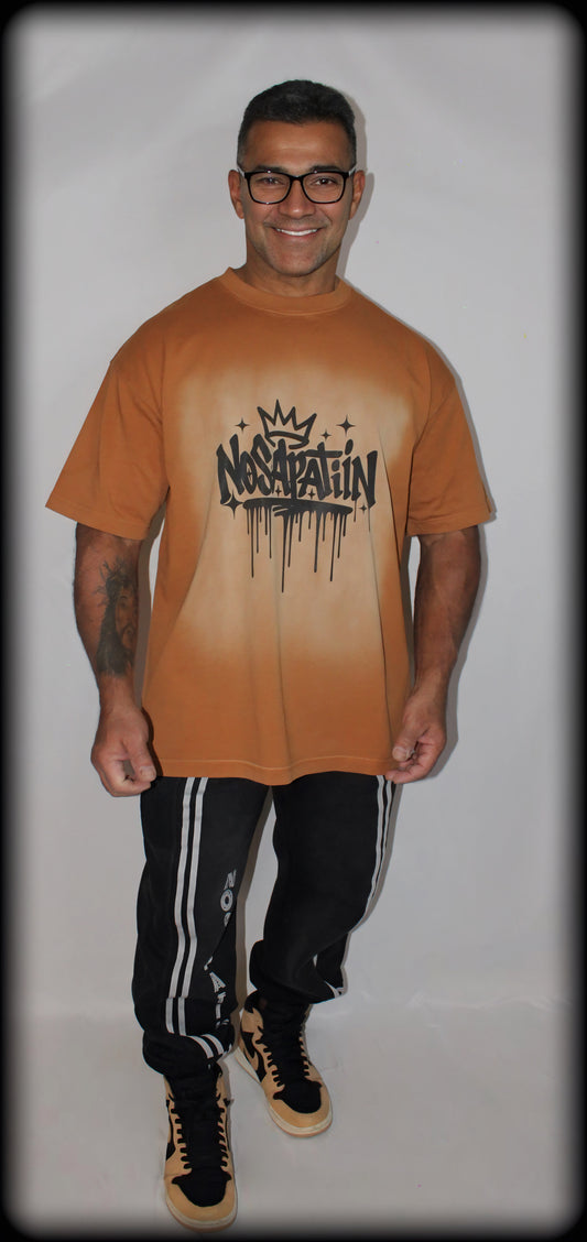 Square Patch Graffiti Washed Drop Shoulder T-Shirt